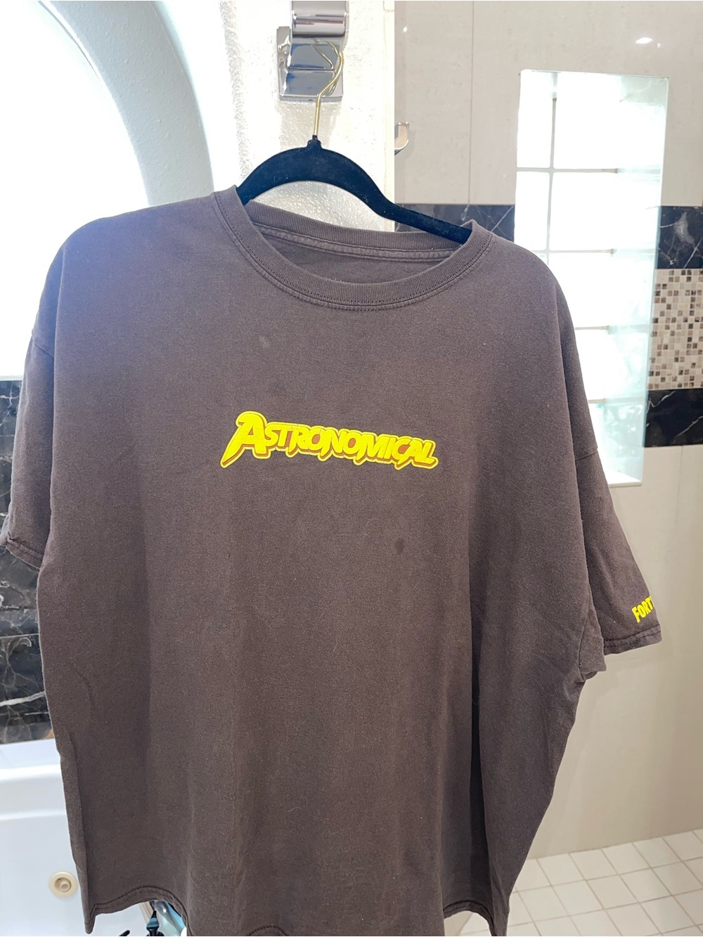 Travis Scott Brown Short Sleeve Tee with Yellow Astronomical Chest Logo